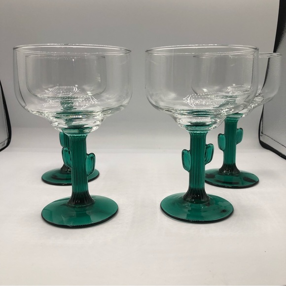 Libbey Dining 4 Of 8 Cactus Margarita Stems Glasses By Libbey